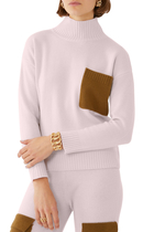 Contrast Pocket High Neck Sweater
